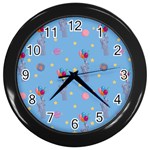 Baby Elephant Flying On Balloons Wall Clock (Black) Front