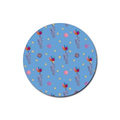 Baby Elephant Flying On Balloons Rubber Coaster (round)  by SychEva