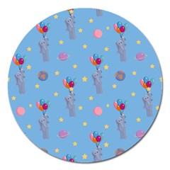 Baby Elephant Flying On Balloons Magnet 5  (round) by SychEva