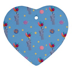 Baby Elephant Flying On Balloons Heart Ornament (two Sides) by SychEva