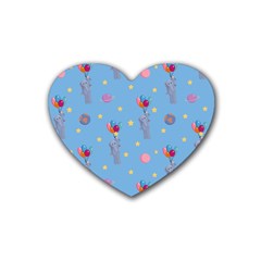 Baby Elephant Flying On Balloons Heart Coaster (4 Pack)  by SychEva