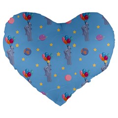 Baby Elephant Flying On Balloons Large 19  Premium Heart Shape Cushions by SychEva