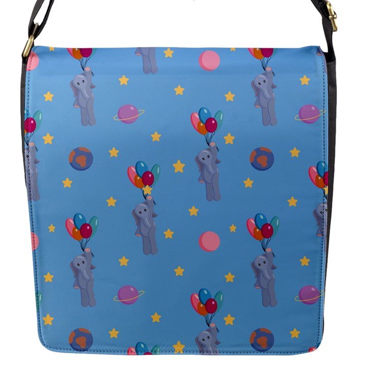 Baby Elephant Flying On Balloons Flap Closure Messenger Bag (S)