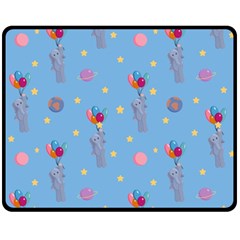 Baby Elephant Flying On Balloons Double Sided Fleece Blanket (medium)  by SychEva