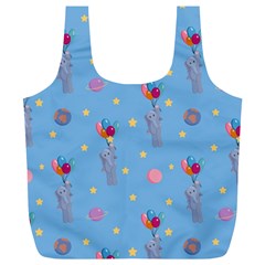 Baby Elephant Flying On Balloons Full Print Recycle Bag (xl) by SychEva