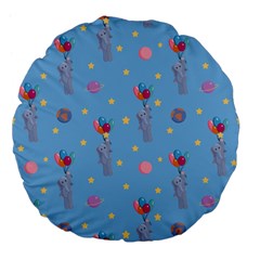 Baby Elephant Flying On Balloons Large 18  Premium Flano Round Cushions by SychEva