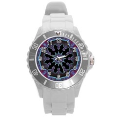 Framed Mandala Round Plastic Sport Watch (l) by MRNStudios