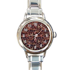 Warm Abstract Surface Print Round Italian Charm Watch