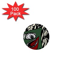 Monster Bird Portrait Illustration 1  Mini Buttons (100 Pack) 