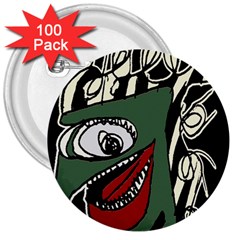 Monster Bird Portrait Illustration 3  Buttons (100 Pack)  by dflcprintsclothing