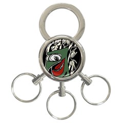 Monster Bird Portrait Illustration 3-ring Key Chain