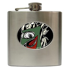 Monster Bird Portrait Illustration Hip Flask (6 Oz) by dflcprintsclothing