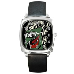 Monster Bird Portrait Illustration Square Metal Watch