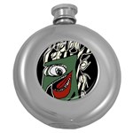 Monster Bird Portrait Illustration Round Hip Flask (5 oz) Front