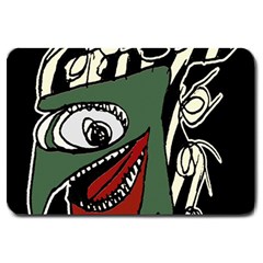 Monster Bird Portrait Illustration Large Doormat  by dflcprintsclothing