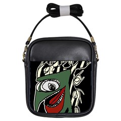 Monster Bird Portrait Illustration Girls Sling Bag