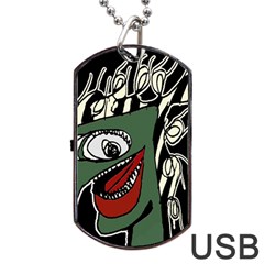 Monster Bird Portrait Illustration Dog Tag Usb Flash (one Side) by dflcprintsclothing