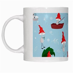 Funny Mushrooms Go About Their Business White Mugs by SychEva