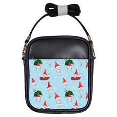 Funny Mushrooms Go About Their Business Girls Sling Bag by SychEva