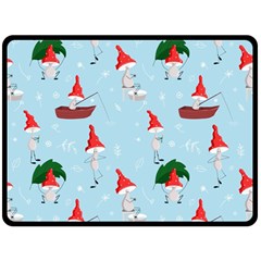 Funny Mushrooms Go About Their Business Double Sided Fleece Blanket (large)  by SychEva