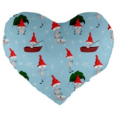 Funny Mushrooms Go About Their Business Large 19  Premium Flano Heart Shape Cushions by SychEva