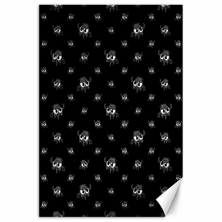 Black And White Funny Monster Print Pattern Canvas 20  x 30 