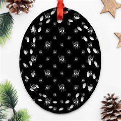 Black And White Funny Monster Print Pattern Ornament (oval Filigree) by dflcprintsclothing