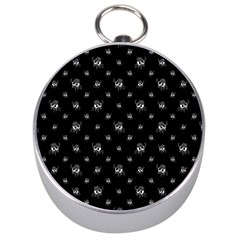 Black And White Funny Monster Print Pattern Silver Compasses