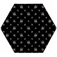 Black And White Funny Monster Print Pattern Wooden Puzzle Hexagon by dflcprintsclothing