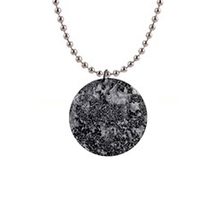 Grey And White Grunge Camouflage Abstract Print 1  Button Necklace by dflcprintsclothing