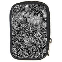 Grey And White Grunge Camouflage Abstract Print Compact Camera Leather Case by dflcprintsclothing