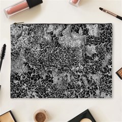 Grey And White Grunge Camouflage Abstract Print Cosmetic Bag (xl)