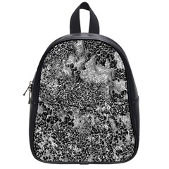 Grey And White Grunge Camouflage Abstract Print School Bag (small) by dflcprintsclothing