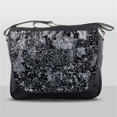 Grey And White Grunge Camouflage Abstract Print Messenger Bag by dflcprintsclothing