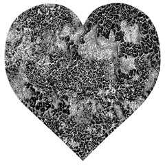 Grey And White Grunge Camouflage Abstract Print Wooden Puzzle Heart by dflcprintsclothing