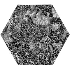 Grey And White Grunge Camouflage Abstract Print Wooden Puzzle Hexagon by dflcprintsclothing