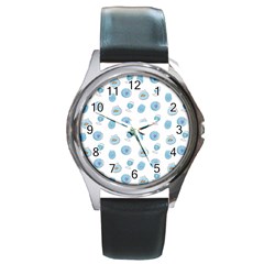 Aquarium With Fish Round Metal Watch by SychEva