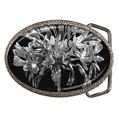 Black And White Lilies Botany Motif Print Belt Buckles by dflcprintsclothing