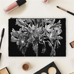 Black And White Lilies Botany Motif Print Cosmetic Bag (large)