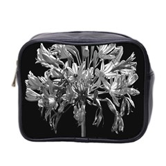 Black And White Lilies Botany Motif Print Mini Toiletries Bag (two Sides) by dflcprintsclothing