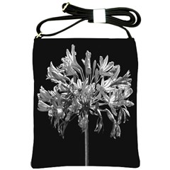 Black And White Lilies Botany Motif Print Shoulder Sling Bag