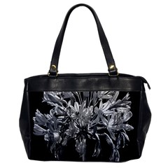 Black And White Lilies Botany Motif Print Oversize Office Handbag by dflcprintsclothing