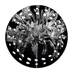 Black And White Lilies Botany Motif Print Round Filigree Ornament (two Sides) by dflcprintsclothing