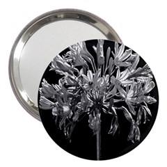 Black And White Lilies Botany Motif Print 3  Handbag Mirrors by dflcprintsclothing