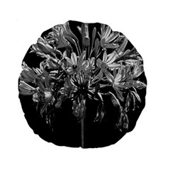 Black And White Lilies Botany Motif Print Standard 15  Premium Round Cushions by dflcprintsclothing