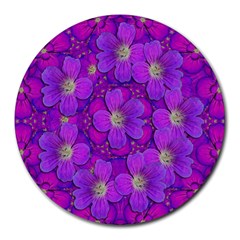 Fantasy Flowers In Paradise Calm Style Round Mousepads by pepitasart