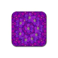 Fantasy Flowers In Paradise Calm Style Rubber Coaster (square)  by pepitasart