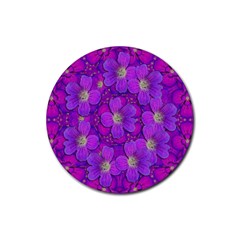 Fantasy Flowers In Paradise Calm Style Rubber Coaster (round)  by pepitasart