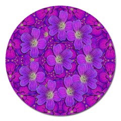 Fantasy Flowers In Paradise Calm Style Magnet 5  (round) by pepitasart