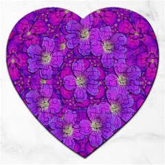 Fantasy Flowers In Paradise Calm Style Jigsaw Puzzle (heart) by pepitasart